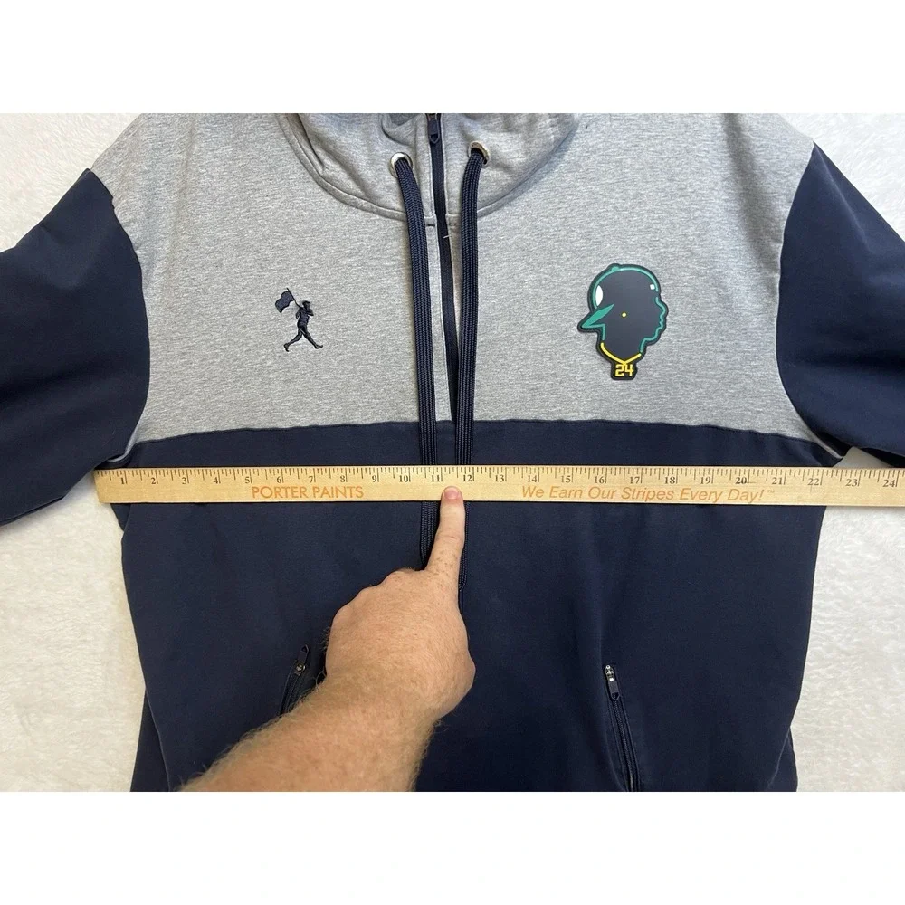Baseballism Ken Griffey Jr #24 Hoodie Men's 3XL Gray Navy Mariners Full Zip